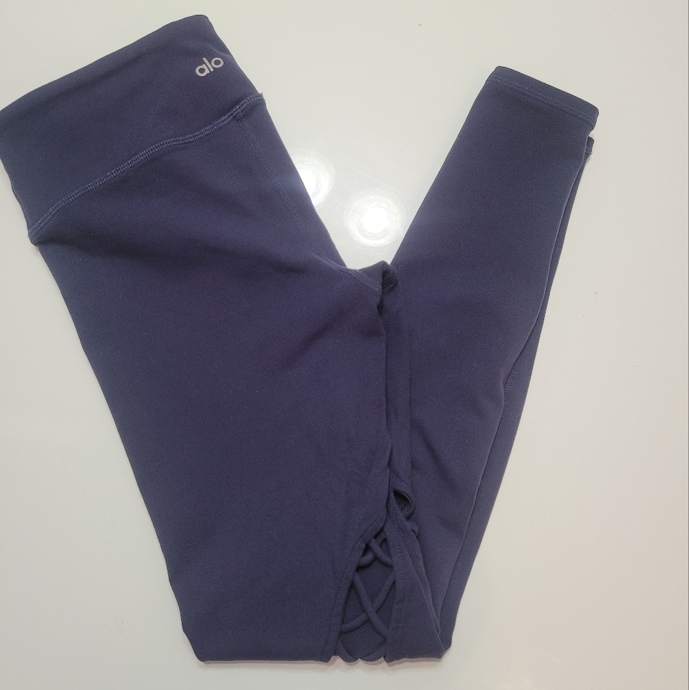 Alo Pants Womens S Blue Navy Legging Athletic Training Gym Yoga Stretch Entwine - Picture 7 of 11
